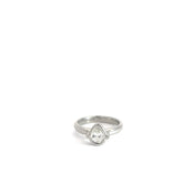 Platinum .43ct I VS2 Pear Shape Diamond Bezel Set Tower Engagement Ring